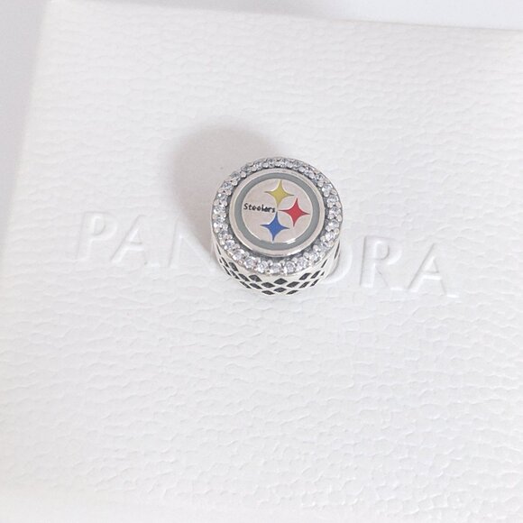 Pandora Pittsburgh Steelers NFL Logo Charm Bead S925 Silver with box - Picture 6 of 7